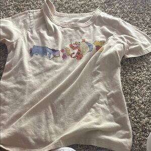Disney Cream Short Sleeve Tee with Cartoon Design